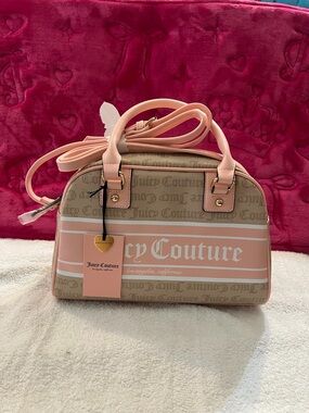 Juicy Couture Pink Trim Tan Monogram Satchel